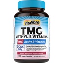 Vitalibre TMG Supplements, Methyl B Complex, 5-MTHF Folate, B12 Methylcobalamin, TMG Trimethylglycine, Methylfolate, 120 Vegan Caps