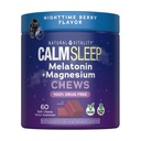Natural Vitality Calm Sleep Melatonin with Magnesium Chews | Nighttime Berry Flavored Supplement| 100% Drug Free | Vegan & Gluten Free Formula | 60 Count