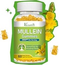 Mullein Gummies, Mullein Leaf Extract with Bromelain, Quercetin, Pine Bark Support Lung Cleanse for Healthy Breathing, 60ct
