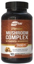 NutriFlair Mushroom Supplement 2600mg, 90 Capsules - 10 Mushrooms Blend - Reishi, Lions Mane, Cordyceps, Chaga, Turkey Tail, Maitake, Shiitake, Oyster Nootropic Formula - Brain, Energy, Focus Pills