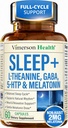 Sleep Supplement with L-Theanine, Magnesium, GABA & Melatonin – Supports Restful Sleep & Relaxation, Helps Restore Natural Sleep Cycle – Balanced Formula, Non-Habit Forming – 60 Capsules