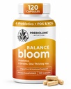 Prebiotics and Probiotics for Women & Men - 6 Probiotic Strains with DE111, 750 Million CFU, Supports Digestive & Immune Function, FOS & XOS Prebiotics, Gut-Brain Health, Shelf-Stable, 120 Capsules