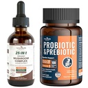 25-in-1 Organic Mushroom Complex Supplement Liquid Drops 100 Billion Probiotics for Men and Women 27 Strains 5 Organic Prebiotics