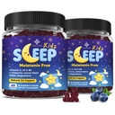 Kids Sleep Gummies - with Magnesium Glycinate, Lemon Balm, L-Theanine & GABA - Calming Relaxation, Support Natural Sleep, Quiet Mind - Berry Flavor, Non-Habit Forming, 120 Count