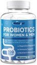 Probiotics for Women-Men Digestive Health with 100 Billion CFUs, Womens-Mens Probiotics for Gut Health and Immune Support with Prebiotics, multivitamin, 90 Veggie Caps (45 Days Supply)