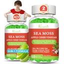 2 Pack Apple Cider Vinegar Gummies, ACV with Sea Moss Gummies for Metabolism, Digestion, Detox, Gut & Immune Health, Apple Flavored -120 Count