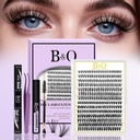 B&Q Lash Clusters Kit 280PCS Eyelash Clusters Kit,30D 40D D 9-16MIX Individual Lash Comfortable Eyelash Extension Set, Classic Look with Bond and Seal Waterproof, Remover DIY at Home(Set,30D+40D)