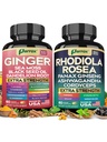 Dynamic Duo Herbal Bundle, Ginger, Rhodiola Rosea, Sea Moss, Ashwagandha, Black Seed Oil, Panax Ginseng, Turmeric, Dandelion, Cordyceps, Ginkgo Biloba, ACV, Elderberry, Manuka Honey