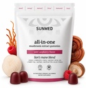 SUNMED All-in-One Mushroom Gummy Supplements for Focus, Energy, Mood & Immune Support – 10 Functional Mushrooms (Lion’s Mane, Reishi, Cordyceps, Chaga) | Wild Raspberry Flavor, 60ct