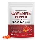 Cayenne Pepper Softgels Supplement, Pepper Capsules with Vitamin E D3+K2 and Extracts of Grape Seed, Hawthorn, Beetroot and Others, Supports Heart and Blood Vessel Health, 240 Softgels (1)