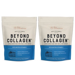Live Conscious Beyond Collagen Multi Collagen Powder w/Types I, II, III, V & X - Keto Friendly, Hydrolyzed Collagen Peptides Powder Blend w/Biotin & Vitamin C (2-Pack)