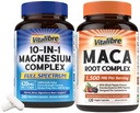 Vitalibre 10 in 1 Magnesium Complex 420mg 240 Vegan Capsules and Maca Root Capsules 1,500mg 120 Capsules Bundle Non-GMO