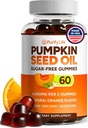 Sugar-Free Pumpkin Seed Oil Gummies (4,000mg/serving) Pumpkin Seed Oil for Hair Growth, Youthful Skin, Prostate Health, Immune & Urinary Tract Support-Natural Source of Essential Fatty Acids-60 Chews
