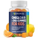 Omega 3 6 9 + DHA Gummies for Kids - Vegetarian, Plant-Based Fish Oil with DHA and EPA for Children 2+ to Support Body and Brain Development - No Fishy Taste - Lemon and Orange Flavors - 60 Count