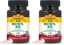 Country Life Methyl B12, Supports Energy & Stamina, 5,000mcg, 60 Lozenges, Certified Gluten Free, Certified Vegan, Certified Non-GMO Verified (Pack of 2)