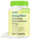 Curist Cetirizine 10 mg Tablet (365 Count) Antihistamine Allergy Relief