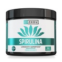 Zhou Spirulina Powder - Blue Green Spirulina Superfood for Women & Men with Vegan Protein, Chlorophyll & Phycocyanin for Smooth Energy & Longevity, Drink Mix for Smoothies - 6 oz Jar (48 Servings)