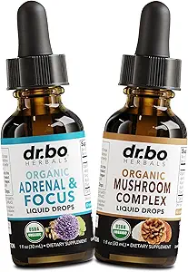 Adrenal Support & Mushroom Liquid Drops - Organic Adrenal and Focus Supplement, Cortisol Support - Mushroom Complex Lion's Mane Mushrooms, Reishi Turkey Tail Extract Shiitake Agaricus Maitake