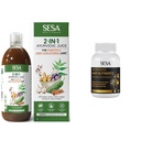 Sesa 2-in-1 Ayurvedic Juice – 1L | Supports Healthy Cholesterol & Blood Sugar Levels | With Karela | SESA Ayurvedic Hair Vitamins Biotin Tablets DHT Blocker 60 Capsules - Plant based Gluten free Nutr