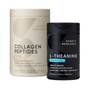 Sports Research® Collagen Peptides Hydrolyzed Type 1 & 3 Powder Protein Supplement Easy Mixing Vital Nutrients & Proteins and Double Strength L-Theanine Supplement for Focus, Relaxation & Alertness