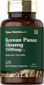 Carlyle Korean Panax Ginseng | 1500mg | 120 Capsules | Non-GMO and Gluten Free Supplement | Tahoe Nutritionals