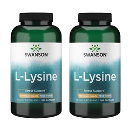 Swanson L-Lysine - Amino Acid for Stress, Antioxidant, Nervous System & Immune Support - Aids Calmness & Relaxation* - Non-GMO - 300 Capsules (2 Pack)