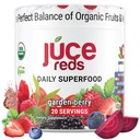 Terra Kai Organics JUCE Reds Organic Superfood Powder - Garden Berry Flavor | Fruit & Veggie Powder for Everyone w/64 Immune Boosting Superfood Plus Probiotics for Gut Health | 20 Servings (230g)