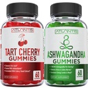 60 Ashwagandha Gummies + 60 Tart Cherry Gummies -Ashwagandha Boosts Energy Levels & Strengthens Immune System - Tart Cherry Has Advanced Uric Acid Cleanse for Immediate Gout Pain Reli