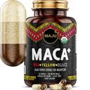 Maju Superfoods 4-in-1 Maca Root Capsules, Organic Black, Yellow & Red Roots w Black Pepper Extract for Absorption (120 ct) | Peru Product, Peruvian Powder, Men & Women Supplement, 60,000 mg