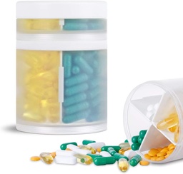 Extra Large Supplement Organizer and Portable Pill Case with 8 Compartments Double Layers Medicine Dispenser Monthly Vitamins Organizers Pill Bottle,Transparent