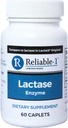 RELIABLE 1 LABORATORIES Lactase Enzyme Dietary Supplement (60 Caplets, 1 Bottle) - Helps to Prevent Gas, Bloating and Diarrhea from Milk Based Products