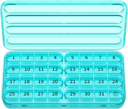 Zoksi Monthly Pill Organizer 1 Times a Day, 30 Day Pill Box Organizer,One Month Pill Case for Travel, 31 Day Daily Medcine Container for Vitamins, Supplement & Medication(Cyan)
