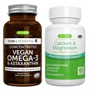 Vegan Omega-3 + Calcium & Magnesium Complex Vegan Bundle, Sustainable EPA & DHA Algae Oil 1340mg + 2:1 Plant Based Algae Mineral Complex, by Igennus