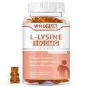 L-Lysine 1000mg Gummies, Chewable Lysine Supplement for Adults, Immune Support, Collagen Formation Support, Lemon Flavor, 60 Count