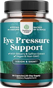 Eye Pressure Support with Bilberry Extract - Vegan Eye Health Supplement for Adults For Ocular Pressure Relief with Saffron Ginkgo Niacin and More Vitamins Vision Support (2 Month Supply)