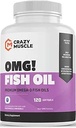 Premium Omega-3 Fish Oil from Pure Anchovies, 120 Softgels - Potent 1000mg Omega-3, Burpless Formula - Supports Brain and Heart Health - Non-GMO with 250% More EPA & DHA - 120 Servings