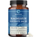 Magnesium Glycinate 500mg | Chelated for High Absorption | Muscle Relaxation, Bones, Heart, Nerve, Sleep & Calm Support for Women & Men | Magnesium Chelate Supplement & Bisglycinate Complex | 60ct