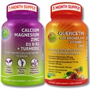 Quercetin with Bromelain, Vitamin C & Zinc + Plant-Based Calcium, Magnesium, D3, K2 & Turmeric – 100% Vegan Supplement Bundle for Immune & Bone Support