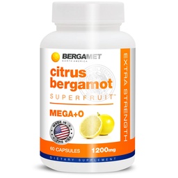BergaMet Citrus Bergamot Supplement, 170:1 Extract, 1200mg, 80% Polyphenols, Italian Citrus Bergamot Supplement, 60 Capsules, 1 Month, Made in the USA