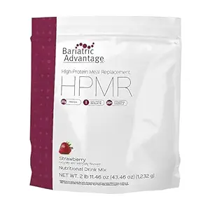 Bariatric Advantage High Protein Meal Replacement Drink Mix, Protein Powder Whey Isolate for Gastric Bypass and Sleeve Gastrectomy Patients, 27g Protein, Lactose Free - Strawberry - 28 Servings