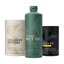 Sports Research® Collagen Peptides Hydrolyzed Type 1 & 3 Collagen Powder Protein Supplement, Keto MCT Oil from Organic Coconuts - Triple Ingredient C8, C10, C12 MCTs and Vitamin D3 K2 with Coconut Oil
