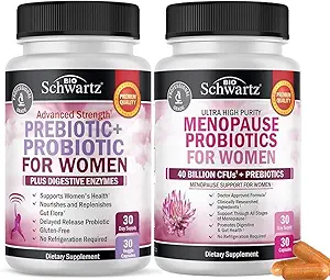BioSchwartz Probiotic Menopause Supplement for Women (1 Month Supply) Plus Prebiotics and Probiotics with Digestive Enzymes for Women (1 Month Supply)