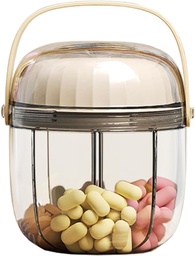 MURRI&MURRDI Pill Organizer with 4 Compartments, Travel Pill Box Portable Pill Case Anti-Mixing & Wide Opening, Compact Pill Container Holder for Vitamins Fish Oils Medications (F Cream White)