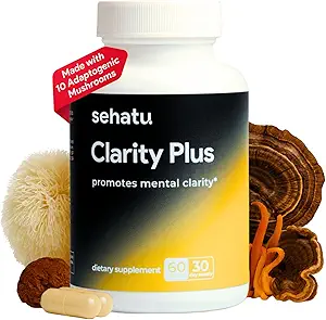 Clarity Plus Cognitive Wellness Supplement | Packed with 10 Powerful Adaptogenic Mushrooms | Clear Brain Fog and Support Mental Clarity | 60 Count | 30 Day Supply
