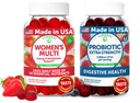 Lunakai USA Made Womens Multivitamin & Probiotic Gummies Bundle – 16 Multi Vitamins & Probiotic for Digestion Support – 60ct Each