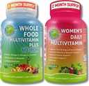 SUPPLEMENTS STUDIO Comprehensive Women's Multi-System Support Duo – Whole Food Multivitamin Without Iron + Women’s Daily Multivitamin with Iron – Vegan, Non-GMO, Clean Daily Wellness Support