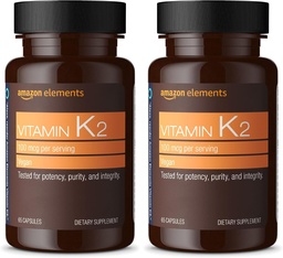   Elements Vitamin K2 100 mcg, Vegan, 65 Capsules, 2 Month Supply (Packaging May Vary) (Pack of 2)