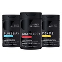 Sports Research® Cranberry Fruit Complex Supplement with Pacran & Vitamins C & E, Whole Fruit Blueberry Concentrate Made from Organic Blueberries and Plant Based Vitamin D3 + K2 with Coconut Oil
