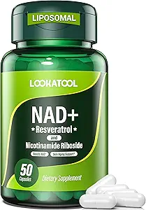 NAD+ Resveratrol Supplement, Liposomal Resveratrol, Quercetin NR Supplement for Anti-Aging, Focus, Energy, 60 Capsules