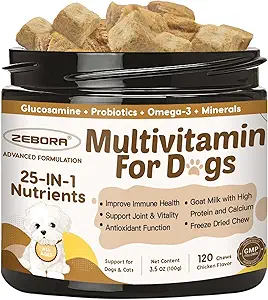 Dog Multivitamin with Probiotics - Dog Vitamins and Supplements - Multivitamin for Dogs with Glucosamine, Omega 3 and Probiotics for Dogs Digestive Health, Immunity, Joint, Hip, Skin and Coat